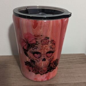 Small cup tumbler with sugar skull, handmade